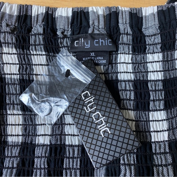 CITY CHIC 'Check It' Black White Check Print Belted Midi Dress Plus Size XL 22 - Picture 4 of 12